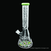 COLOR MOUTH CUSTOMIZED COLOR SANDBLASTED SERFACE DESIGN HIGH BOROSILICATE GLASS WATER PIPE WITH CLEAR BOWL AND DOWNSTEM